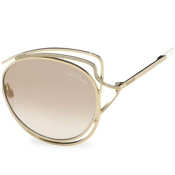 roberto Cavalli Cat Eye Sunglasses Gold NWT - Picture 3 of 12